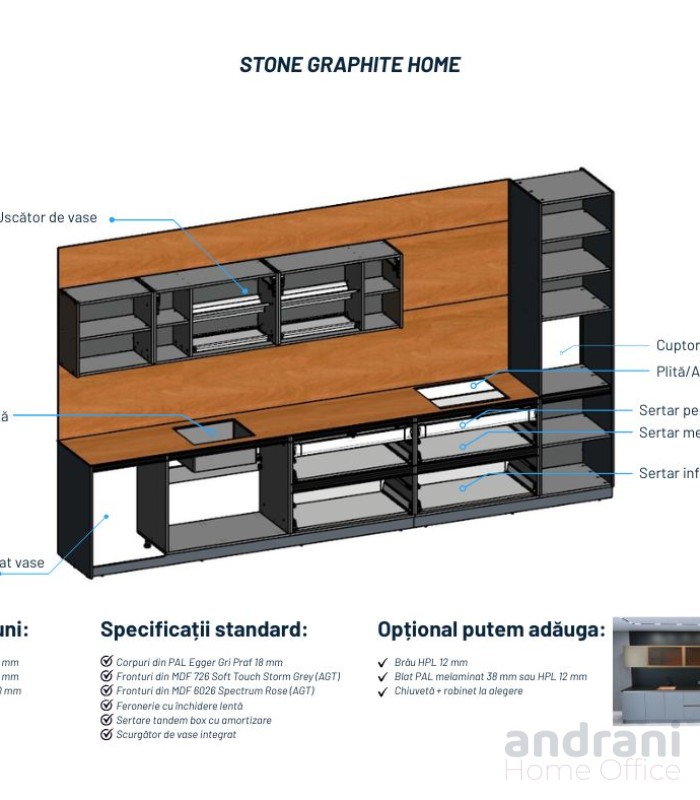 BUCĂTĂRIE DE SERIE — STONE GRAPHITE HOME
